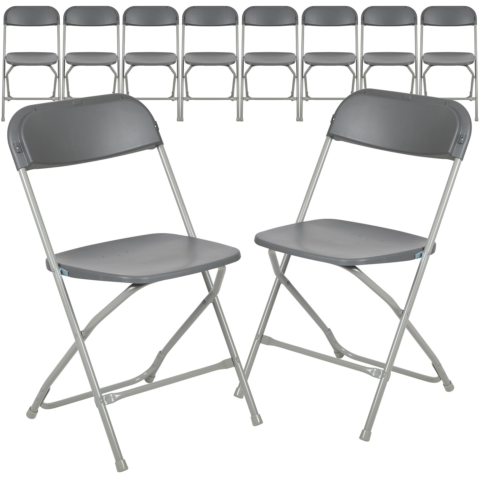 Flash Furniture HERCULES Premium Catering Events/School/Game Night/Wedding/Barbecue Stacking & Folding Chair, Gray