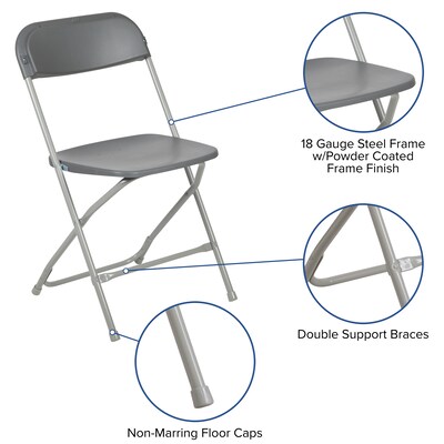 Flash Furniture HERCULES Premium Catering Events/School/Game Night/Wedding/Barbecue Stacking & Folding Chair, Gray