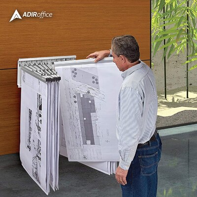 AdirOffice Steel Hanging Wall File, For Blueprint & Large-Format Files, White (617-WHI)