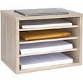 AdirOffice 4 Compartment Wood Workspace Desk Letter Tray File Organizer, Medium Oak (502-01-MEO)