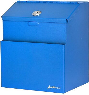 AdirOffice Locking Steel Suggestion Box, Blue (631-01-BLU)