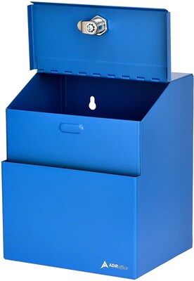 AdirOffice Locking Steel Suggestion Box, Blue (631-01-BLU)