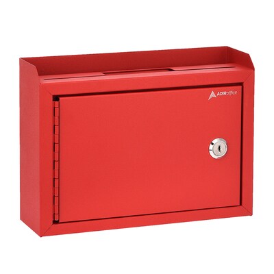 AdirOffice Red Wall Mountable Suggestion Drop Box 9.75 W x 7 H x 3 D