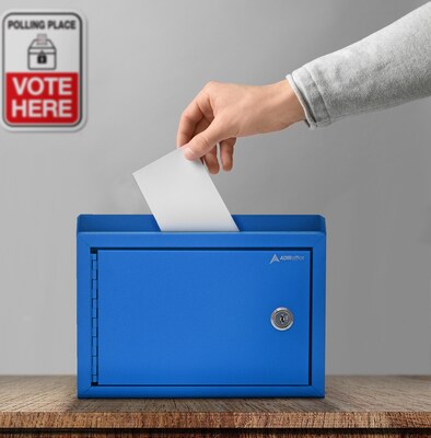 AdirOffice Blue Wall Mountable Suggestion Drop Box 9.75 W x 7 H x 3 D