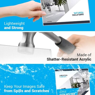 AdirOffice Sign Holder, 8.5 x 11, Clear Acrylic, 36/Pack (639-8511-36)