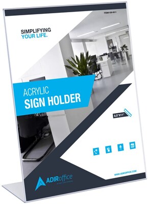 Marketing Holders Tabletop Sign Holder for Posters Advertisements Flyers Informational Sheet Signage Frames Countertop Lucite Picture Frame 11W x 17H Bottom Load Pack of 10 