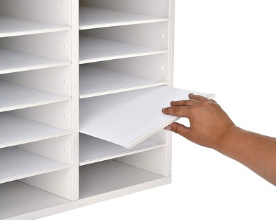 AdirOffice 12-Compartment Wood Literature Organizer, White (500-12-WHI)