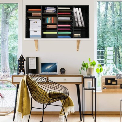 Adiroffice Wood Black Adjustable 36 Compartment Literature Organizer (500-36-BLK)
