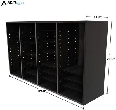 Adiroffice Wood Black Adjustable 36 Compartment Literature Organizer (500-36-BLK)