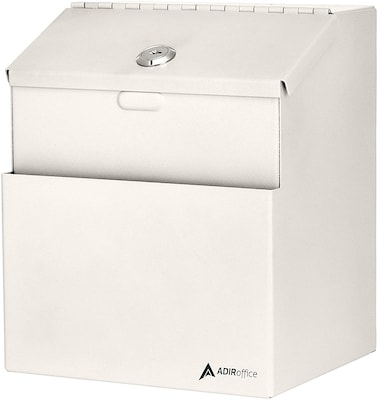 AdirOffice Locking Steel Suggestion Box, White (631-01-WHI)