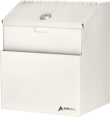 AdirOffice Locking Steel Suggestion Box, White (631-01-WHI)