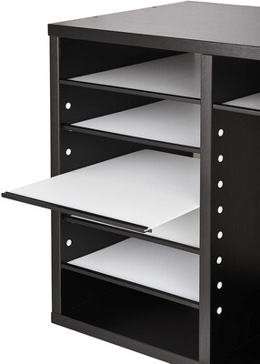 AdirOffice 12-Compartment Wood Literature Organizer, Black (500-12-BLK)