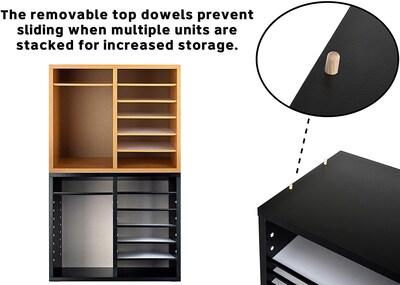 AdirOffice 12-Compartment Wood Literature Organizer, Black (500-12-BLK)