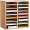 Adiroffice Wood Medium Oak Adjustable 16 Compartment Literature Organizer (500-16-MEO)
