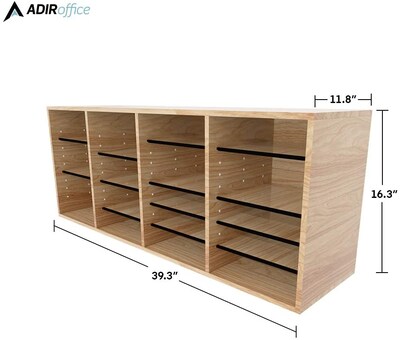 Adiroffice Wood Oak Adjustable 24 Compartment Literature Organizer (500-24-MEO)