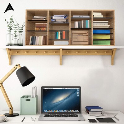 Adiroffice Wood Oak Adjustable 24 Compartment Literature Organizer (500-24-MEO)