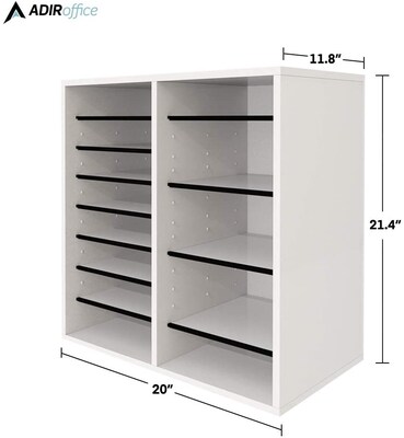 Adiroffice Wood White Adjustable 24 Compartment Literature Organizer (500-24-WHI)