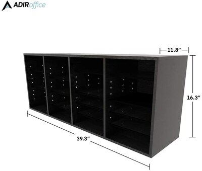 Adiroffice Wood Black Adjustable 24 Compartment Literature Organizer (500-24-BLK)