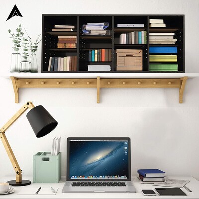 Adiroffice Wood Black Adjustable 24 Compartment Literature Organizer (500-24-BLK)