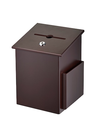 AdirOffice Square Wood Suggestion Box With Lock and Pen, Mahogany (ADI632-01-MA)