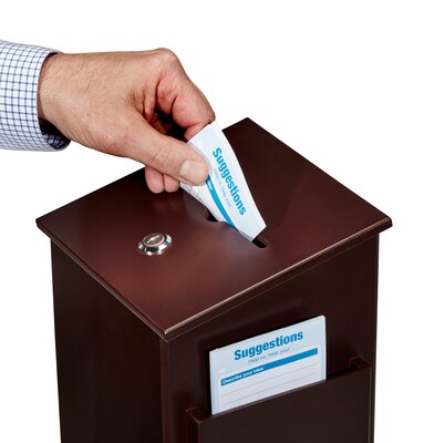 AdirOffice Square Wood Suggestion Box With Lock and Pen, Mahogany (ADI632-01-MA)