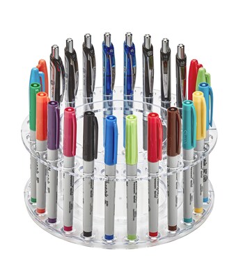 AdirOffice Acrylic 12 Pen Premium Moon Shaped Display Stand Pen Holder, 2/Pack (652)
