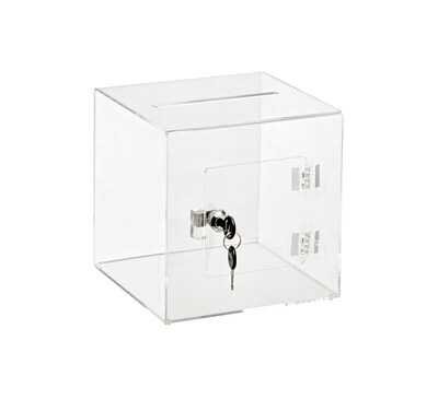AdirOffice Locking Acrylic Ballot/Donation Box, Clear (637-02-2)