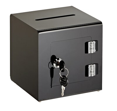 AdirOffice Locking Acrylic Ballot/Donation Box, Black (637-02-1-BLK)