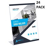 AdirOffice Sign Holder, 8.5 x 11, Clear Acrylic, 24/Pack (639-8511-12-2)