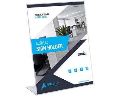 AdirOffice Sign Holder, 8.5 x 11, Clear Acrylic, 24/Pack (639-8511-12-2)