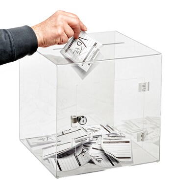 AdirOffice Locking Acrylic Ballot/Donation Box, Clear (637-02-4)