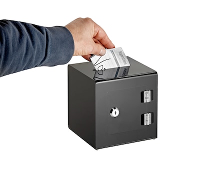 AdirOffice Locking Acrylic Ballot/Donation Box, Black (637-02-1-BLK)