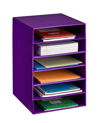AdirOffice 6-Compartment Cardboard File Storage Literature Organizer, Purple (501-06-PUR)