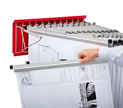 AdirOffice Steel Hanging Wall File, For Blueprint & Large-Format Files, Red (617-RED)