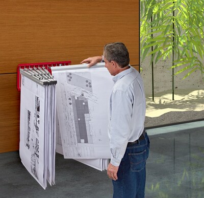 AdirOffice Steel Hanging Wall File, For Blueprint & Large-Format Files, Red (617-RED)