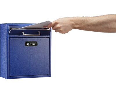 AdirOffice Medium Wall Mounted Drop Box Mailbox, Blue (631-05-BLU-KC)