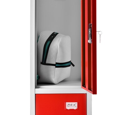 AdirOffice 72'' 3-Tier Key Lock Red Steel Storage Locker (629-203-RED)