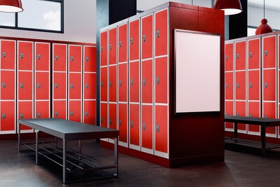 AdirOffice 72'' 3-Tier Key Lock Red Steel Storage Locker (629-203-RED)