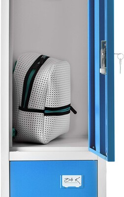 AdirOffice 72'' 3-Tier Key Lock Blue Steel Storage Locker (629-203-BLU)