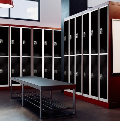 AdirOffice 72'' 2-Tier Key Lock Black Steel Storage Locker (629-202-BLK)