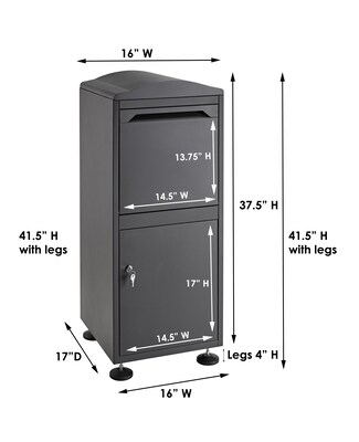 AdirOffice Parcel Stand-Alone Drop Box Mailbox, Black (631-09-BLK)