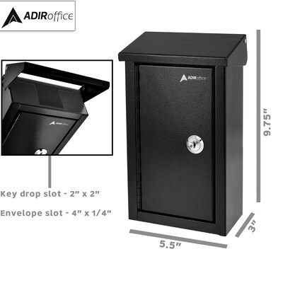 AdirOffice Large Key-Lock Drop Box Mailbox, Black (631-11-BLK)