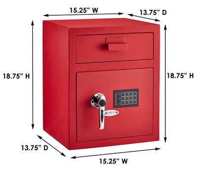 AdirOffice Steel Depository Safe with Digital Lock, 1.1 cu. ft. (670-200-RED)