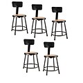 NPS 6200 Series Armless Wood 18 Inch Stool With Backrest, Black - 5 Pack (6218B-10/5)