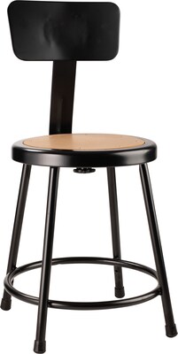 NPS 6200 Series Armless Wood 18 Inch Stool With Backrest, Black - 5 Pack (6218B-10/5)