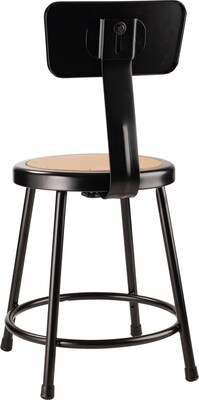NPS 6200 Series Armless Wood 18 Inch Stool With Backrest, Black - 5 Pack (6218B-10/5)