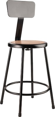 NPS 6200 Series Armless Wood 24 Inch Stool With Backrest, Black, 4 Pack (6224B-10/4)