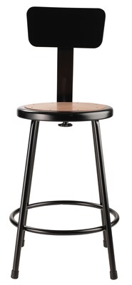 NPS 6200 Series Armless Wood 24 Inch Stool With Backrest, Black, 4 Pack (6224B-10/4)