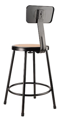 NPS 6200 Series Armless Wood 24 Inch Stool With Backrest, Black, 4 Pack (6224B-10/4)