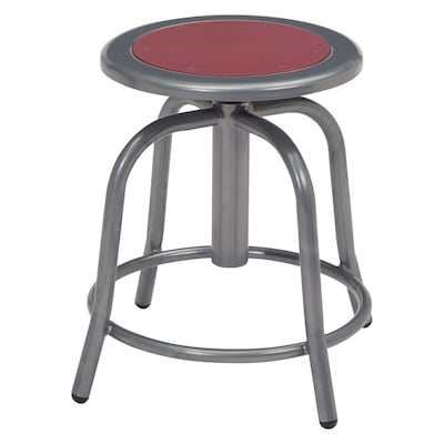 NPS 6800 Series Armless Steel Height Adjustable Swivel Stool, Burgundy Seat,  Gray Frame (6818-02)